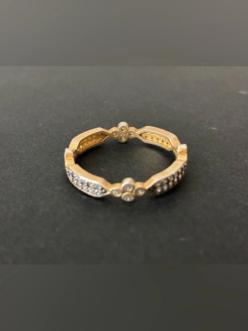 Sterling Silver Floral Pavé Stackable Ring - Freida Rothman Sz9